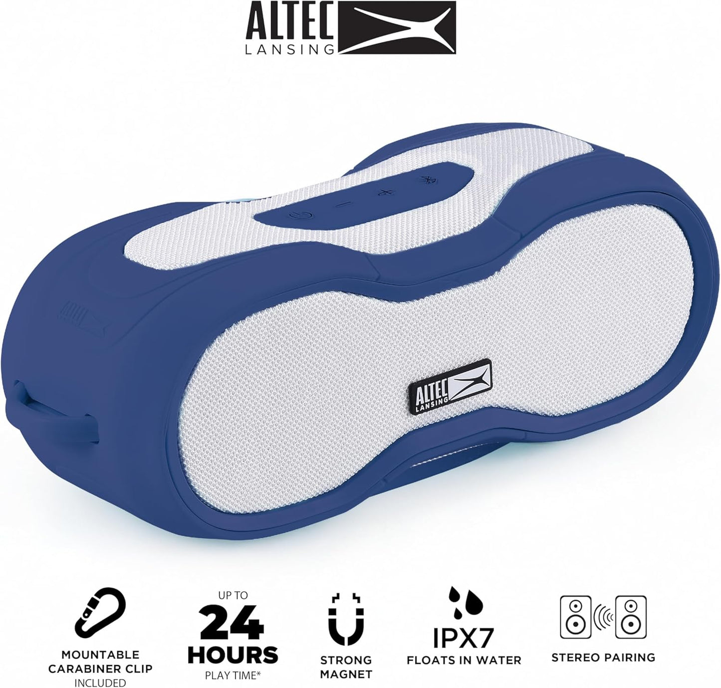 Altec Lansing BoomJacket XL Dradlose Bluetooth-luidspreker, Magnetiese Waterdigte Luidspreker, IPX7 Buiteluidspreker met 24H Speeltyd, Draagbare Luidspreker met Karabiner, Monteerbaar, Vinnige Laai