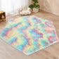 Monobeach Pink Kids Rug for Nursery Children Room Decor Ultra Soft Hexagon Carpet for Princess Tent for Girls Baby Play Mat for Floor 55”x 47” (Rainbow Hexagon, 55”x 47”)