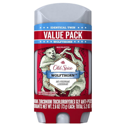 Old Spice Wild Collection Invisible Solid Anti-Perspirant and Deodorant, Wolfthorn Scent - 2.6 Oz Ea, 2 Count