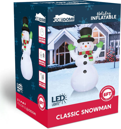 (6 FT) Tall Christmas Inflatables Snowman Decorations w/ Built-in LED with Magic Hat Winter Decoration