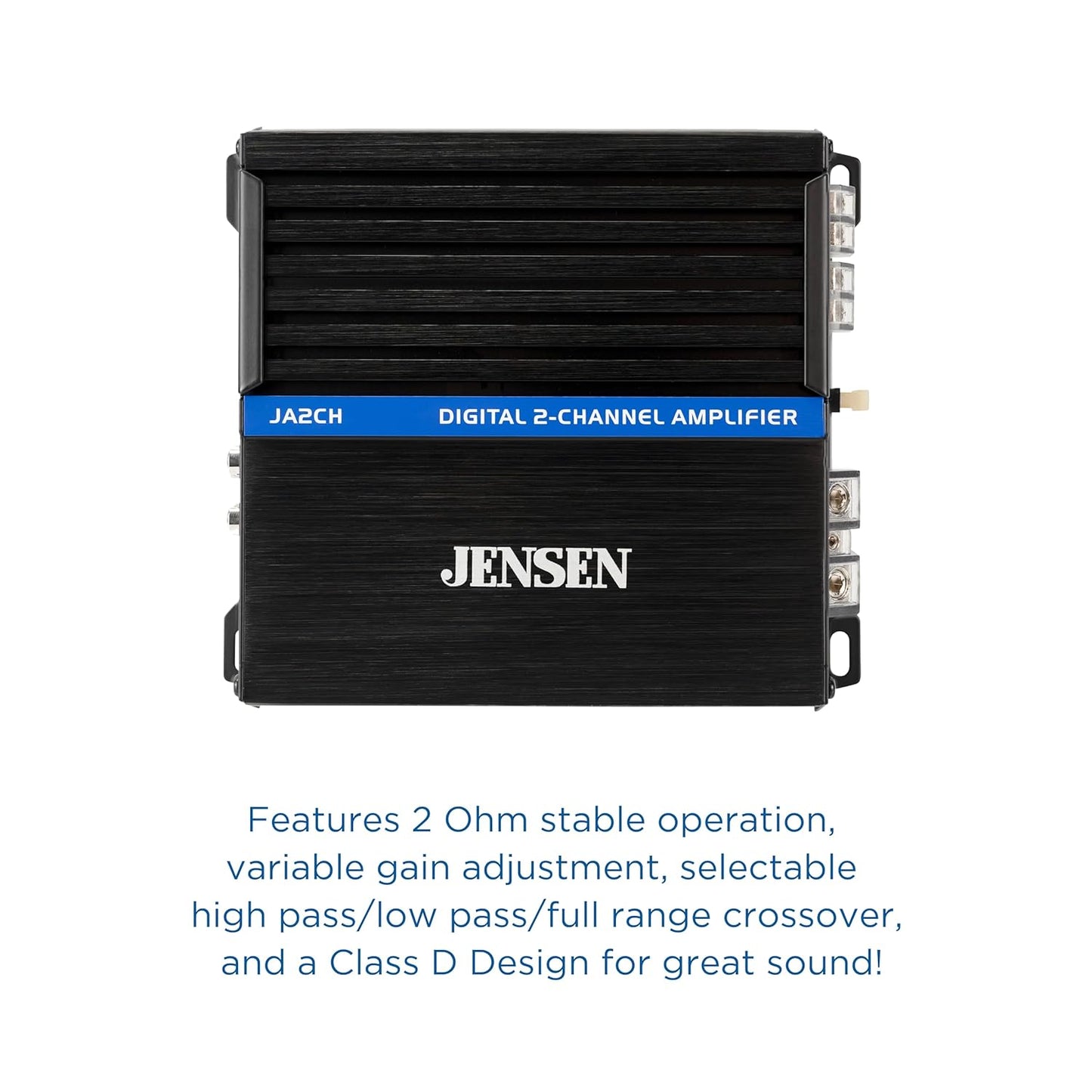 JA-Series JA2CH Class-D High Performance Bridgeable 2-Channel Car Audio Amplifier 600 Watts Peak Power Efficient Compact Design