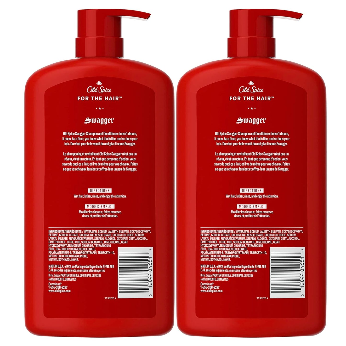 Old Spice Men's 2-in-1 Shampoo and Conditioner - Swagger Cedarwood Lime Scent (Twin Pack)
