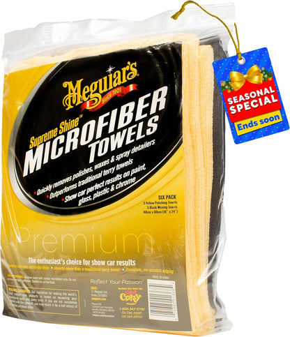 Meguiar's Supreme Shine Mikroveselhanddoeke vir Motors, Ultra-Plush Motor Mikroveselhanddoekstel