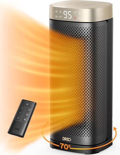 Ruimteverwarmers vir Binnegebruik Groot Kamer, 70 ° Ossillasie, Vinnige Verhitting Keramiek Elektriese m/ Digitale Termostaat, Afstandsbeheer, 1-12H Tydhouer