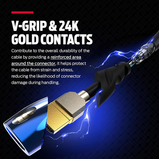 Monster 8K HDMI-kabel (2 VT) — 5 HDMI-kabel met 24K goue kontakte, 48 Gbps-spoed, 60/120 Hz verversingstempo, dinamiese HDR en eARC vir voortreflike beelde en klank