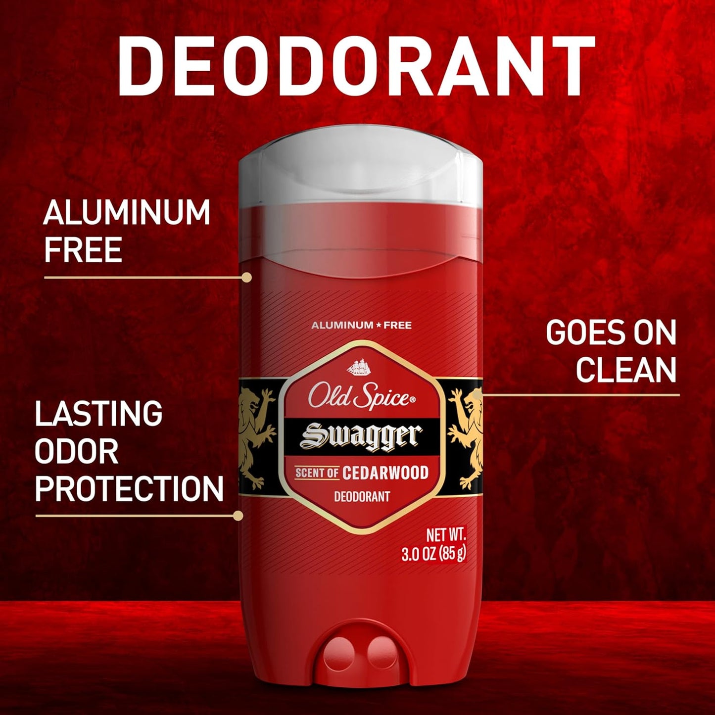 Old Spice Aluminum Free Deodorant for Men, 24/7 Odor Protection Swagger w/ Cedarwood Scent (Pack of 3)