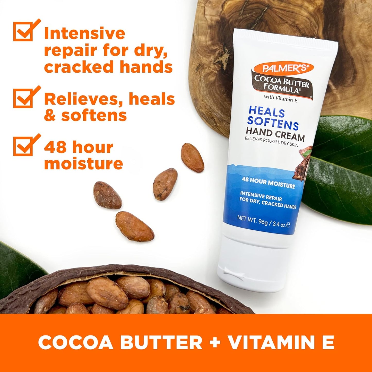 Palmer's Cocoa Butter Formula Hand Cream for Dry, Cracked Skin. Travel Size Hand Lotion (3.4 oz) - Pack of 2