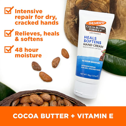 Palmer's Cocoa Butter Formula Hand Cream for Dry, Cracked Skin. Travel Size Hand Lotion (3.4 oz) - Pack of 2