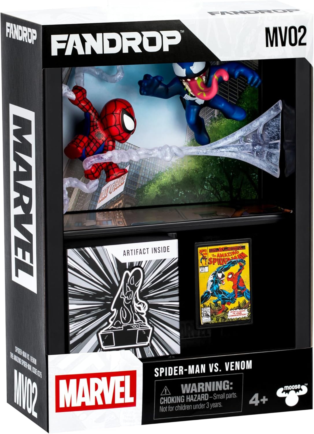 FANDROP Spider-Man VS. Venom, Displayable Diorama, Artifacts & Scene Marker - Elite Display to Enhance Any Spider-Man Collection