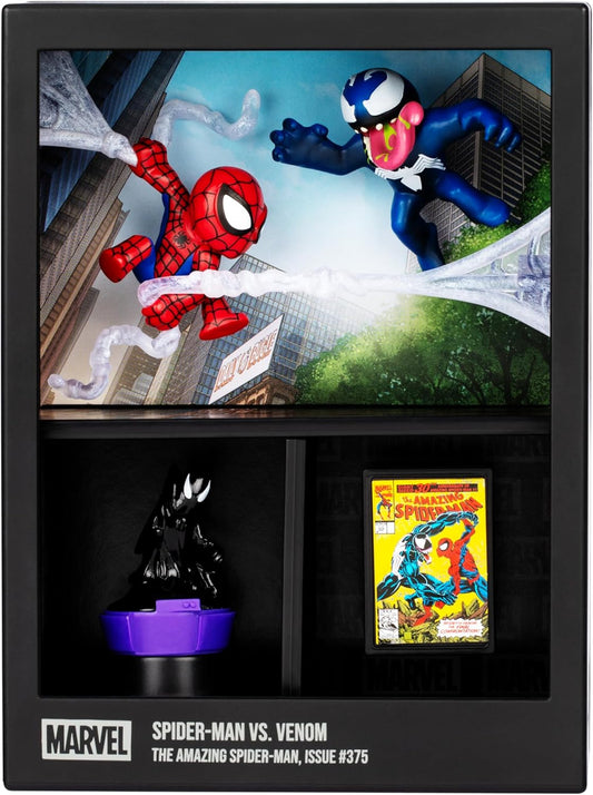 FANDROP Spider-Man VS. Venom, Displayable Diorama, Artifacts & Scene Marker - Elite Display to Enhance Any Spider-Man Collection