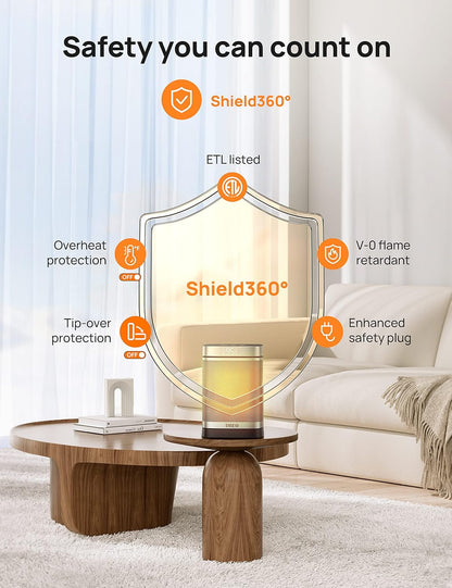 Ruimteverwarmer 1500W Veilig en Stil PTC Keramiekverwarmer, 5-35°C Digitale Termostaat, 70°Ossillerend, Afstandbeheer, ALCI Veiligheidsproppie, 12h Tydhouer, 5 Modusse