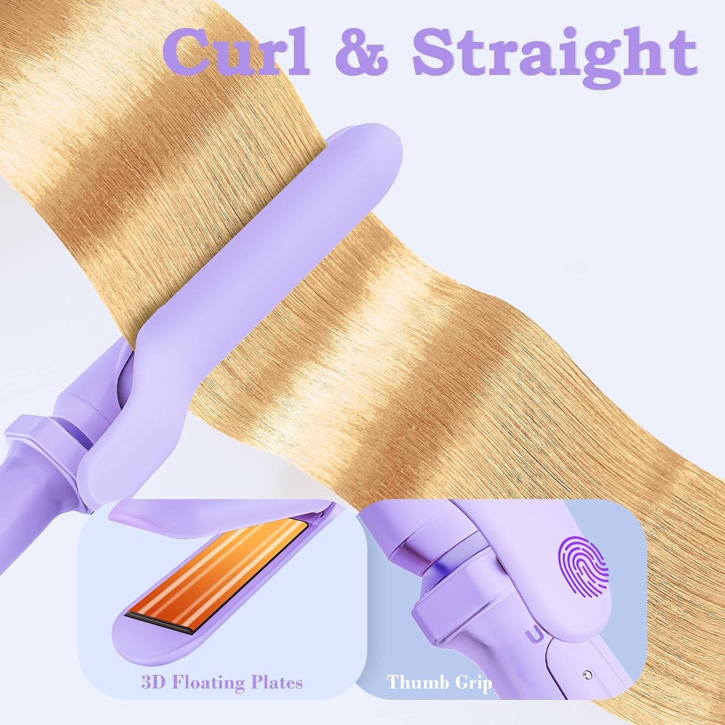 5 in 1 Curling Iron with Interchangeable Ceramic Barrels (0.35"-1.25"), Curling Wand Set with Flat Iron Hair Straightener, Instant Heat Up, Dual Voltage Hair Curler