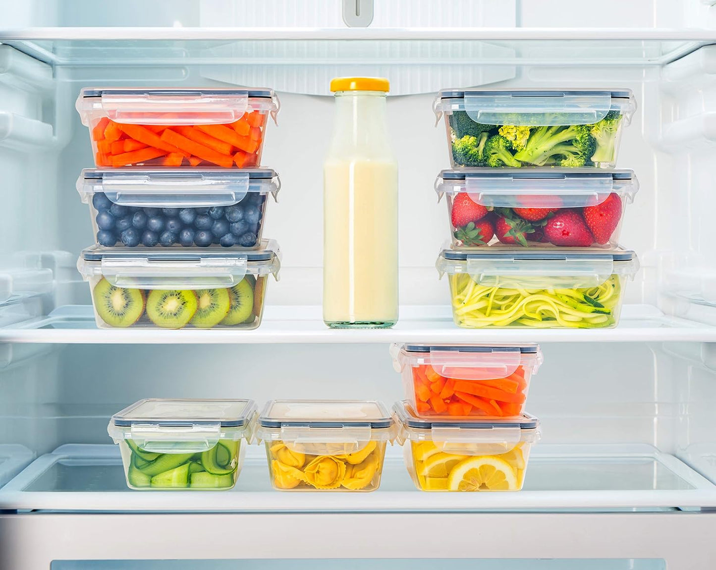 Fullstar 20-Stuk Plastiek Voedselberhouhouers met Dekselfs (10 Houers & 10 Dekselfs) - Lekvry, BPA-vry, Maaltydvoorbereidingshouers, Herbruikbare Middagetebergingsstel vir Kombuisorganisasie (Pak van 20)