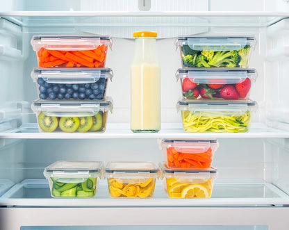 Fullstar 20-Stuk Plastiek Voedselberhouhouers met Dekselfs (10 Houers & 10 Dekselfs) - Lekvry, BPA-vry, Maaltydvoorbereidingshouers, Herbruikbare Middagetebergingsstel vir Kombuisorganisasie (Pak van 20)