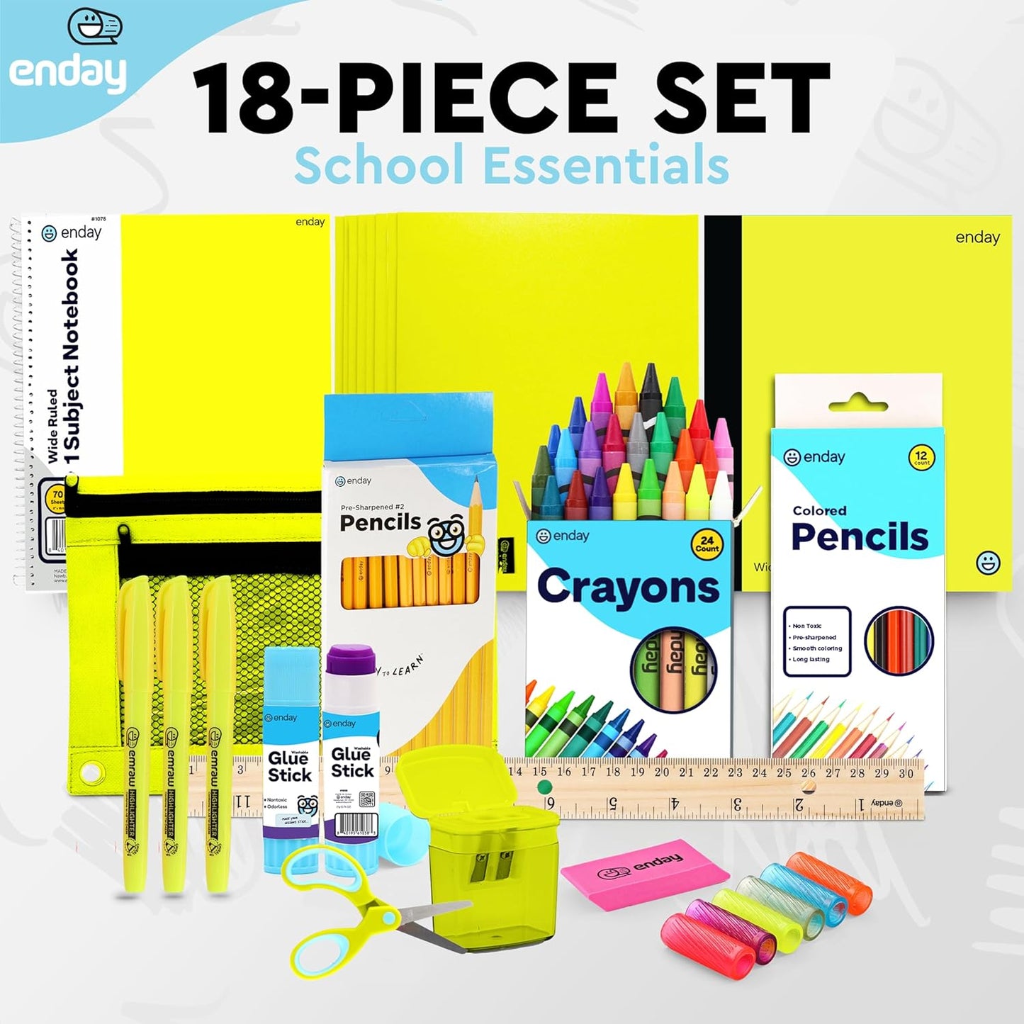 Back to School Supplies for Kids, Green School Supply Box Premium Quality Kids School Supplies Kit, Kindergarten School Supplies for Girls and Boys, 78 Piece Set