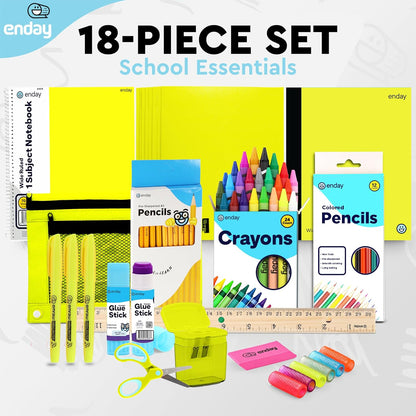 Back to School Supplies for Kids, Green School Supply Box Premium Quality Kids School Supplies Kit, Kindergarten School Supplies for Girls and Boys, 78 Piece Set