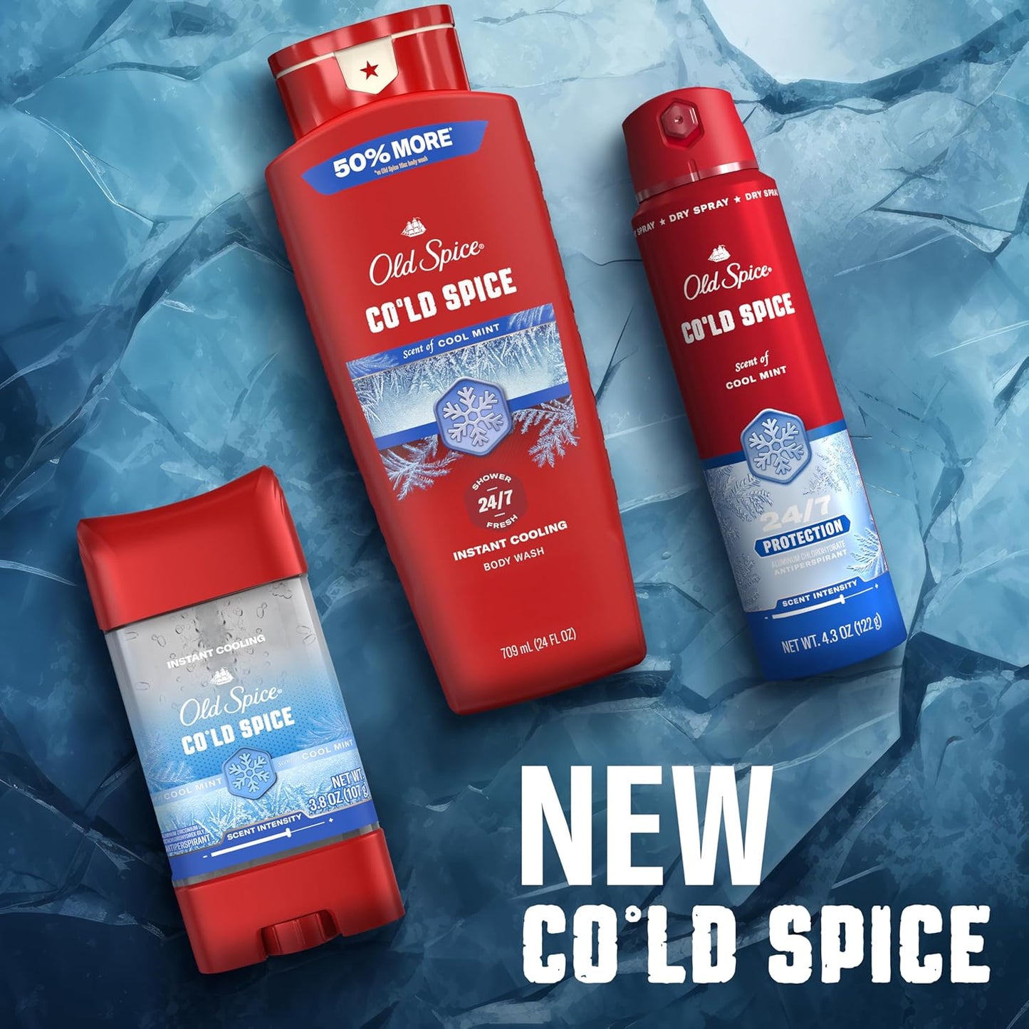 Old Spice Body Wash for Men, 24/7 Shower Fresh & Clean with Daily Use, Lasting Signature Scent - Cold Spice with Cool Mint Scent, 24 oz (Pack of 2)