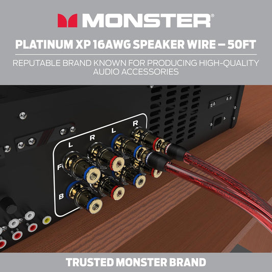 Monster 16 AWG Luidsprekerdraad: Gevorderde Werkverrigting XP Luidsprekerabel 100 VT Spoel met Suurstofvrye Koper (SVK) Oudiodeurkonstruksie – Maklik om Te Strip en Te Installeer Luidsprekerkabels