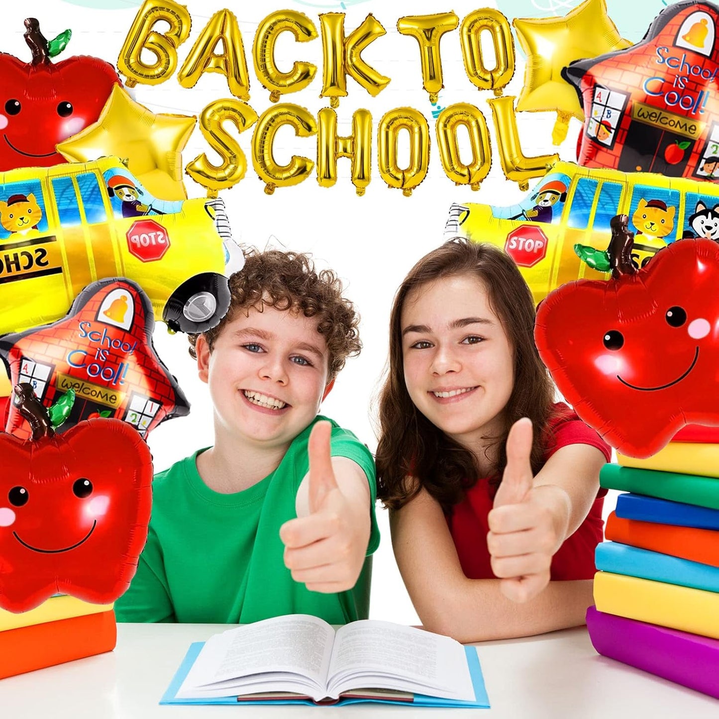 20Pcs Back to School Welcome School Bus Foils Balloons - Party Decoration