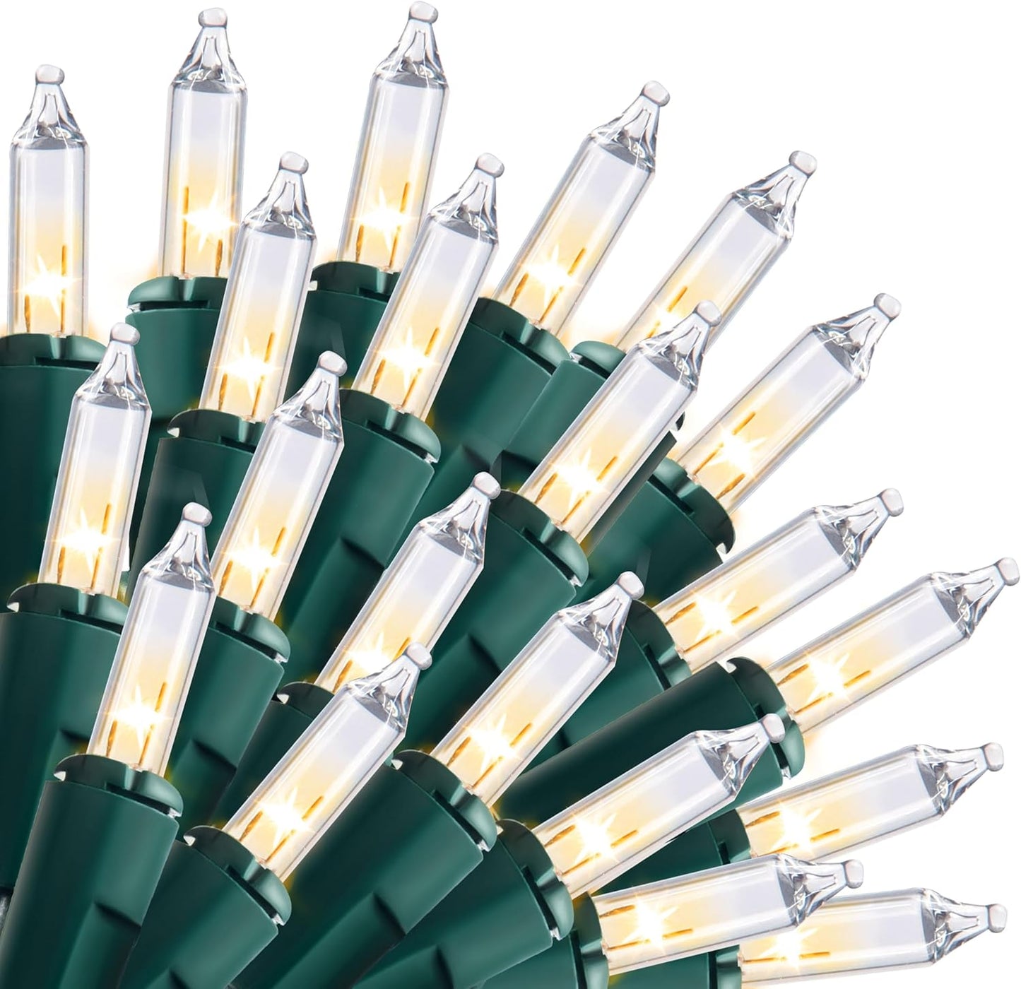 Clear Christmas String Lights 300CT (3x100) Mini Warm White Fairy Light,64.2 FT Lighting Decor - Green Wire