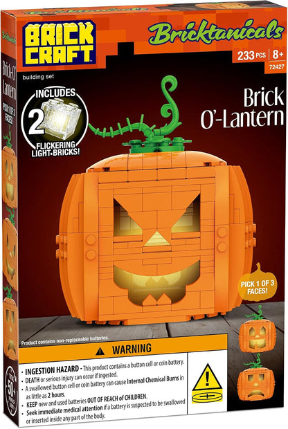 Brickcraft Brick O’-Lantern Building Kit, 233 Pieces | Halloween Pumpkin