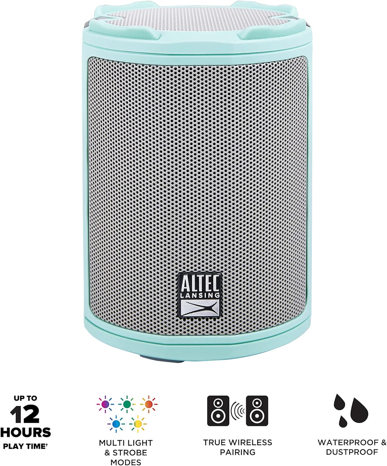 Altec Lansing - HydraMotion Draadlose Bluetooth Luidspreker met 360 Grade Klank, Draagbare IP67 Waterdig vir Buitelewe, Skokbestand, Sneeubestand, Allesbestand, 12 Uur Speeltyd (Mintgroen)