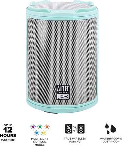 Altec Lansing - HydraMotion Draadlose Bluetooth Luidspreker met 360 Grade Klank, Draagbare IP67 Waterdig vir Buitelewe, Skokbestand, Sneeubestand, Allesbestand, 12 Uur Speeltyd (Mintgroen)