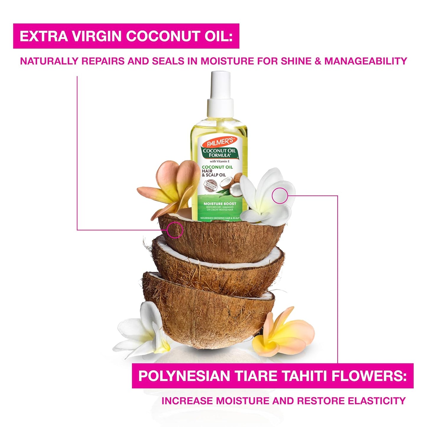 Palmer's Coconut Oil Moisture Boost, Restorative Hair and Scalp Oil Spray, Lasting Hydration and Shine for Dry or Damaged Hair, Promotes Scalp Health ( 5.1 Oz)