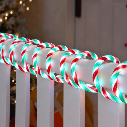 40FT LED Kersstok Touligte, Waterdigte 360 LED Kersversiering Liggies - (Rooi & Groen & Koel Wit)