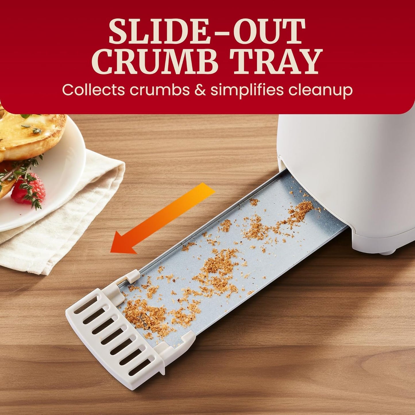 Gourmet Slim Toast 2-Sny Langgleufbroodrooster, Koel-aanraking Liggaam, 6 Roostersterkte-skakerings, Ekstra-wye 3.8 cm Gleuf vir Artisan Brood, Bagels, Wafels & Engelse Muffins – Cremello