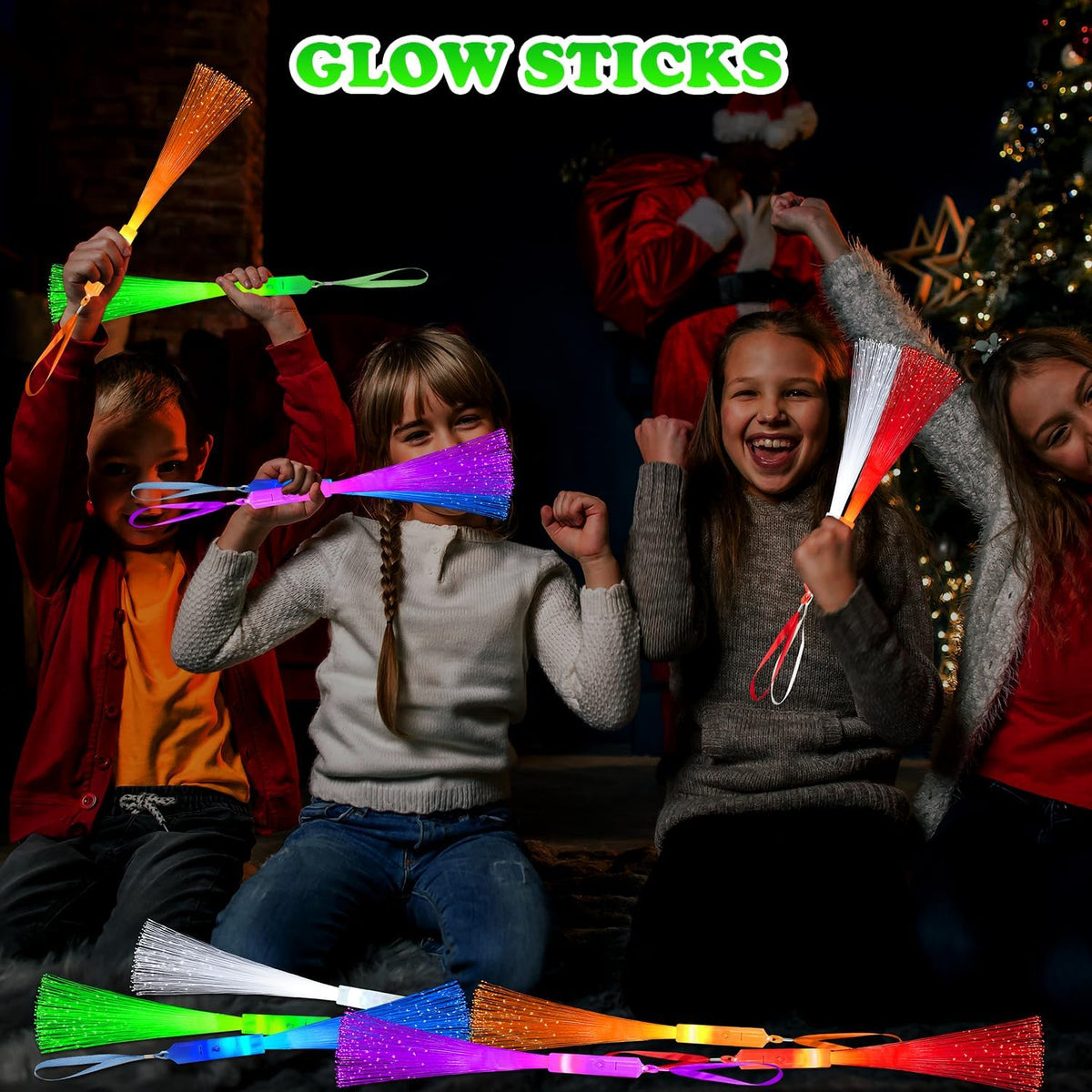 Halloween Glow in Dark Party Favors for Kid,12PCS Light Up Fiber Optic Wand