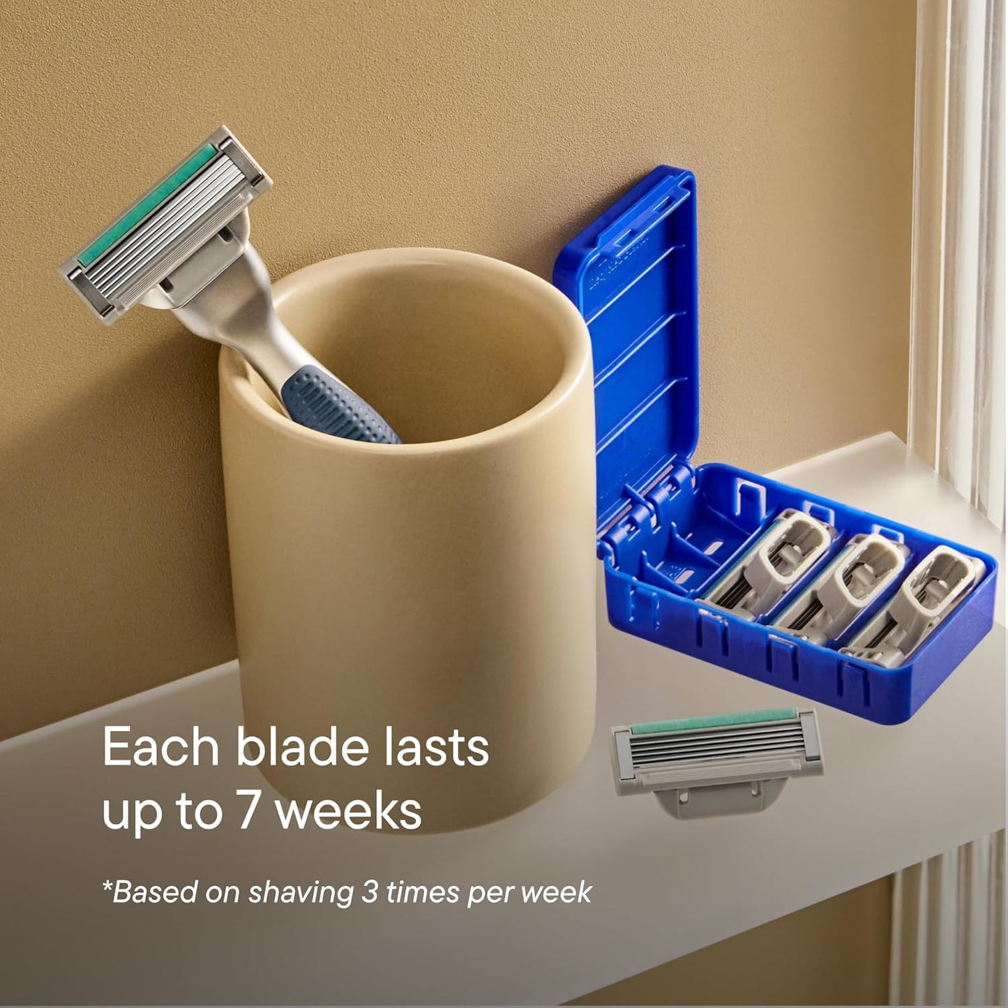 Razor Shaving Kit for Men - Premium Handle and 3 Razor Blade Cartridges - Advanced Pivoting System - Tide