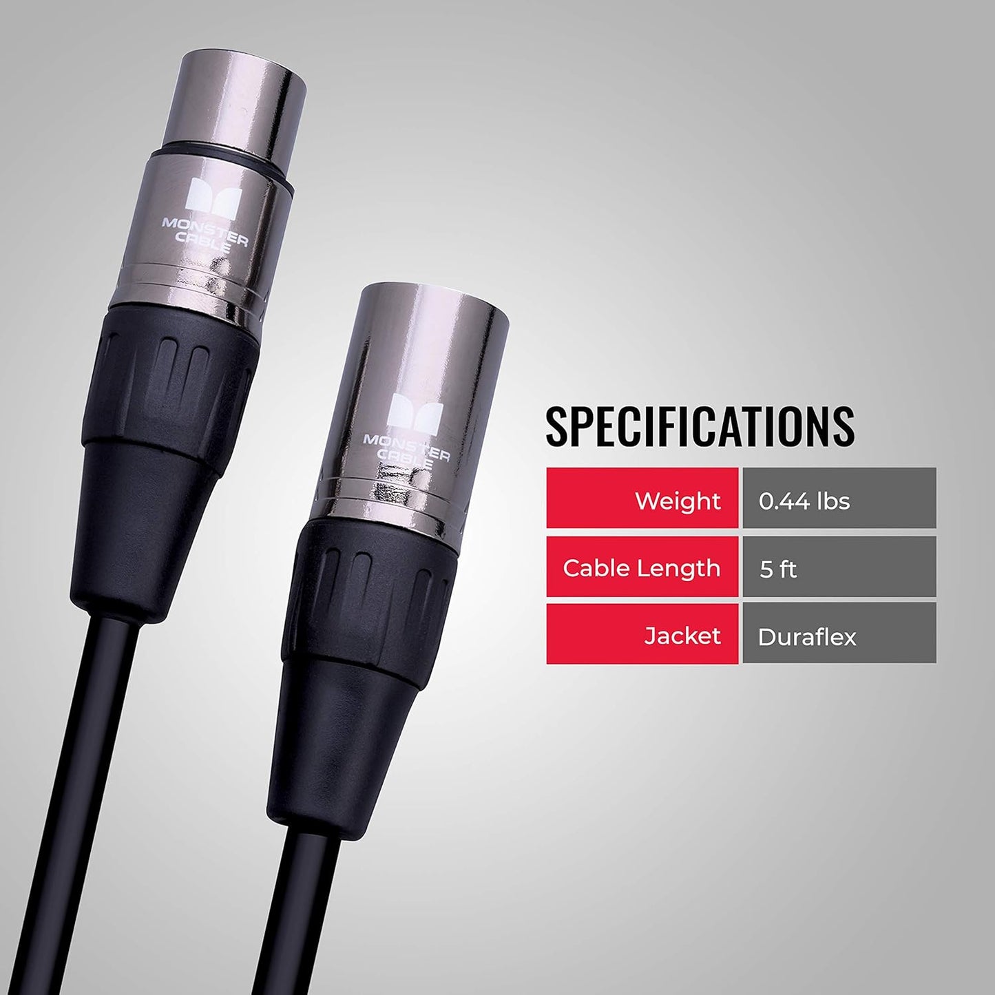 Monster Prolink Classic Mikrofoonkabel. 30 voet Silwer Kontak XLR-kabels. Mikrofoonkabel met MultiTwist-konstruksie. 95% Koper Gevlegte Skild XLR-kabel. XLR-mikrofoonkabel.