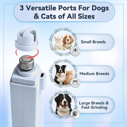 2-in-1 Quiet Electric Pet Nail Clipper Grinder w/ Light for Dogs Cats Dual LED Lights,3-Speed Grinder,Nail Clipping Splash Guard,Type-C Rechargeable - (Blue)