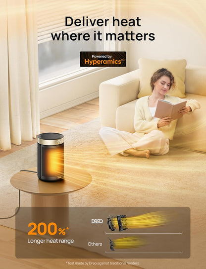 Draagbare Elektriese Ruimteverwarmers vir Binnegebruik met Termostaat en Afstandbeheer Digitale Skerm, 12H Aanskakeltydhouer, 5 Modusse, 1500W PTC Keramiek - GOUD