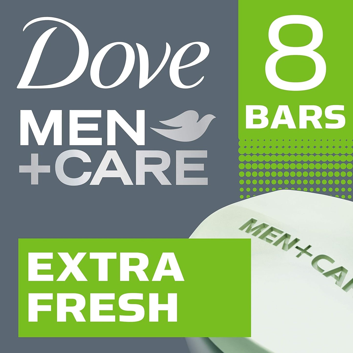 DOVE MEN CARE 3 in 1 Bar Cleanser for Body, Face, and Shaving Extra Fresh Cleanser Bar Soap to Clean and Hydrate Skin (Pack of 8)