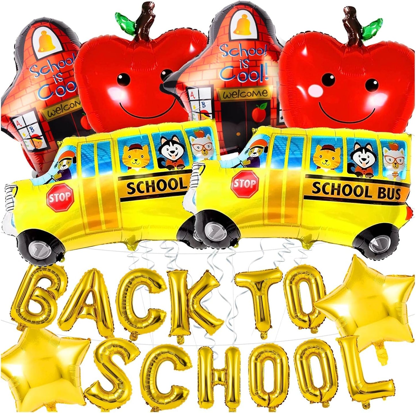 20Pcs Back to School Welcome School Bus Foils Balloons - Party Decoration
