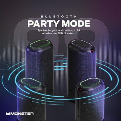 Monster DNA Max Portable Bluetooth Speaker, Loud Portable Speaker with 360 Bass Sound and 10W Qi Certified Wireless Charging Pad, IP67 Waterproof- for Travel, Indoor and Outdoor Use