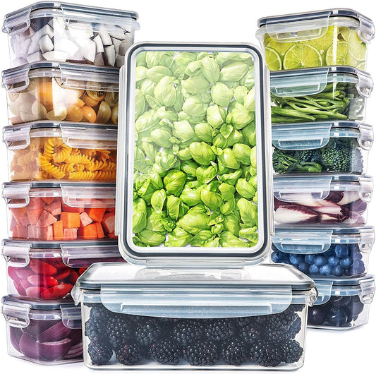 Fullstar 28-Stuk Plastiek Voedselberginghouers met Dekels (14 Houers & 14 Dekels) - Lekvry, BPA-vry, Maaltydvoorbereidinghouers, Herbruikbare Middagetebergingstel vir Kombuisorganisasie (Pak van 28)