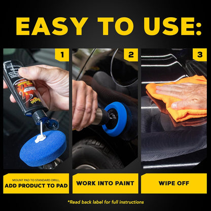 Meguiar's Quik Scratch Eraser Kit, Karsskrapverwyderaar om Oppervlakkige Merke te Herstel, Sluit ScratchX, Boormontering-Pad, en Mikroveselhanddoek in