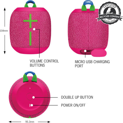 ULTIMATE EARS WONDERBOOM 3,Portable Wireless Bluetooth Speaker - Hyper Pink (Renewed)
