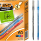 BIC Round Stic Xtra Life Assorted Ink Ballpoint Pens, Medium Point (1.0mm), 60CT Bulk Pens - (Pack of 2)