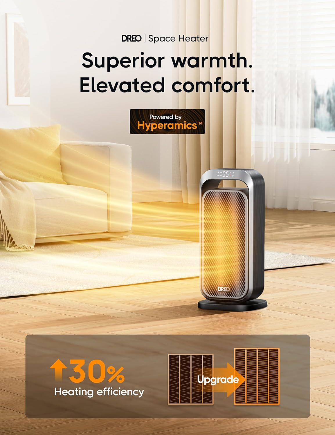 1500W Verwarmer met Afstandbeheer en 70° Ossillerende Ruimteverwarmer met Afstandbeheer, Elektriese Verwarmingstoestelle vir Binnenshuise Gebruik