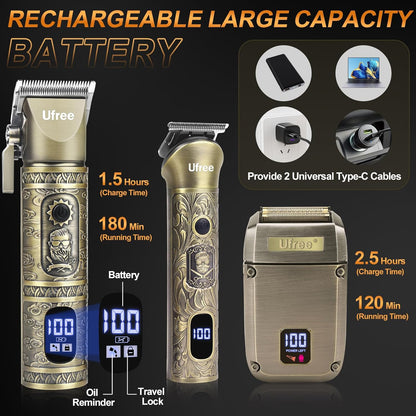 Beard Trimmer, Hair Clippers Mens Shaver Electric Razor, Hair Trimmer for Men Cordless Barber Clippers and Trimmers Set, Hair Cutting Kit for Men Grooming Gifts