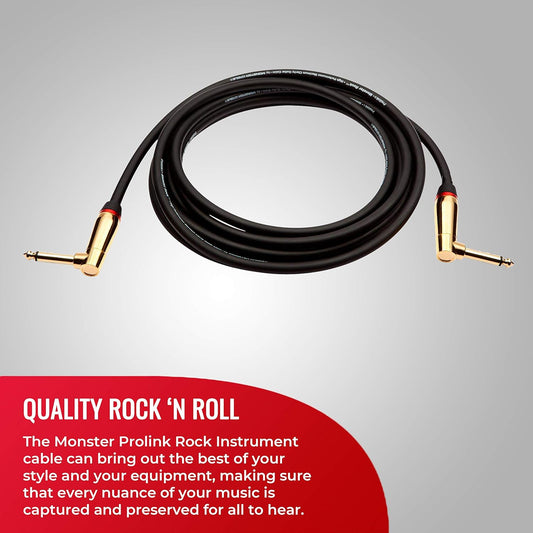 Monster Prolink Rock Instrumentkabel. 8 duim Regte Hoek na Regte Hoek Kitaarkabel. vir Elektriese Kitaarkabel. 95% Koper Gevlegte Afgeskermde Kitaarkabel