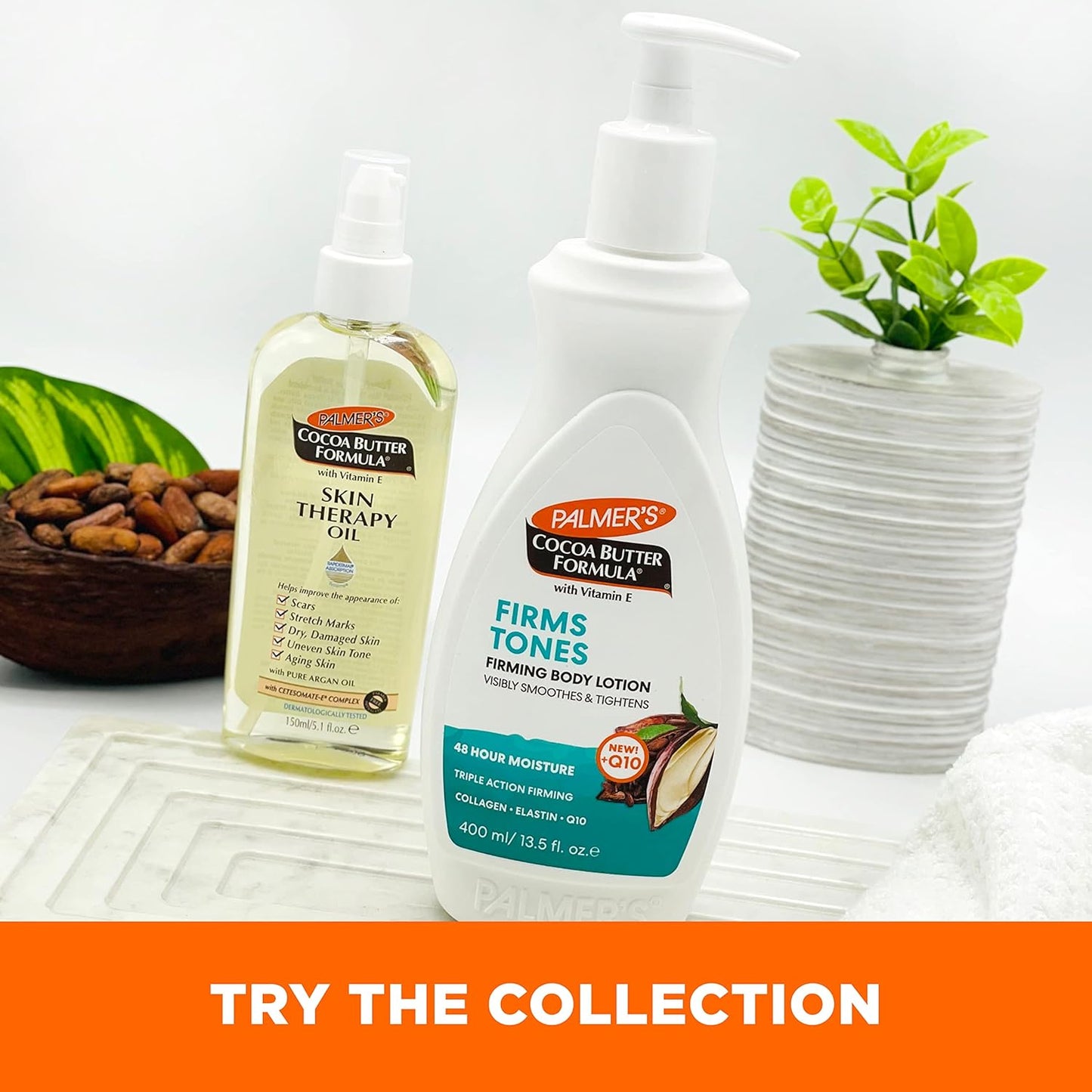 Palmer's Cocoa Butter Formula Skin Firming Body Lotion, Toning & Tightening Cream with Q10, Collagen & Elastin - (13.5 Oz.)