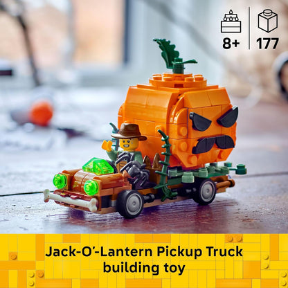 LEGO Jack-O'-Lantern Pickup Truck Building Toys for Boys & Girls, Ages 8+, Halloween Decor & Craft - (177 PCS)