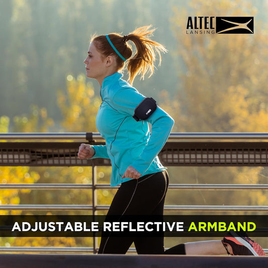 Altec Lansing Sportsarmband-luidspreker met ingeboude fiksheidspoorder, waterdigte Bluetooth-luidspreker, hartklopmonitor-armband, stappenteller, 12-uur speeltyd vir hardloop, stap, buitemuurse aktiwiteite