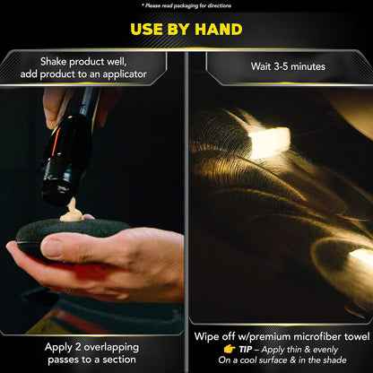 Meguiar's Ultimate Liquid Wax Formule vir Duursame Beskerming wat Skyn, Premium Handdoek en Aanwendingskussing Motorbykomstighede (16 Oz)