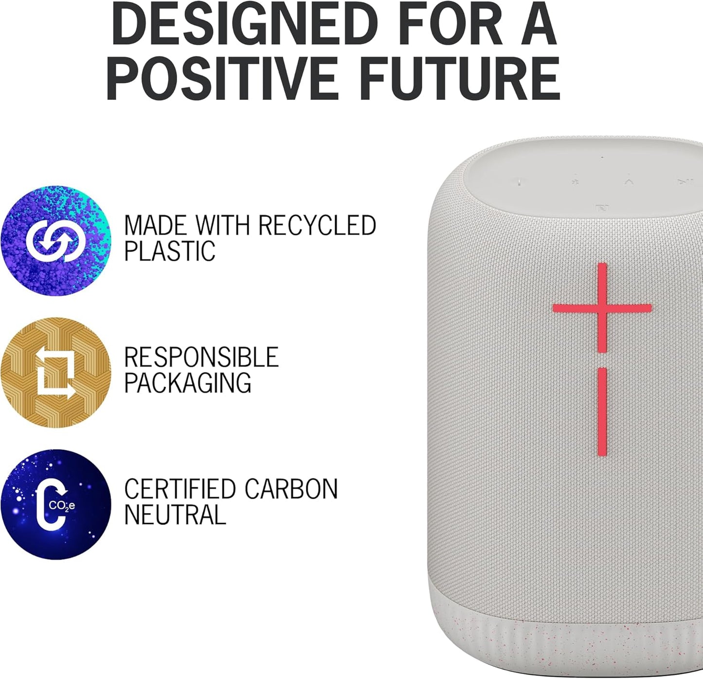 Ultimate Ears EPICBOOM, Portable Waterproof Bluetooth Speaker, Big Bass, 360-Degree Sound, Wireless Speakers, IP67, 17Hr Battery, USB C - White